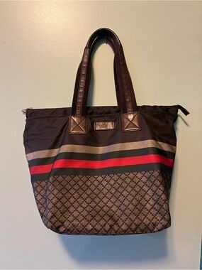 Gucci Brown Black Red Stripe Tote